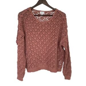 Artelier Nicole Miller Dusty Rose Loose Knit Sweater - Large
